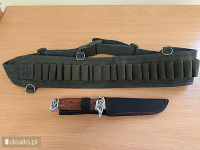 [eLicytacje] I licytacja - Nóż myśliwski Kandar z etui w zestawie z pasem myśliwskim na amunicję - POZNANIAK.NET